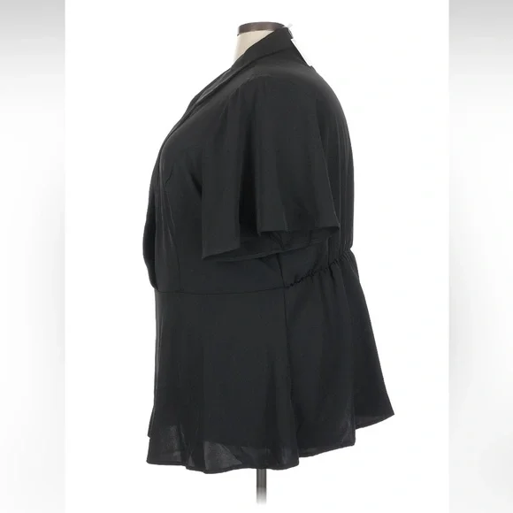 Bloomchic Women's Black Size 26 Blouse Short Sleeve Collar V Neck NWT Plus Size - Picture 5 of 6
